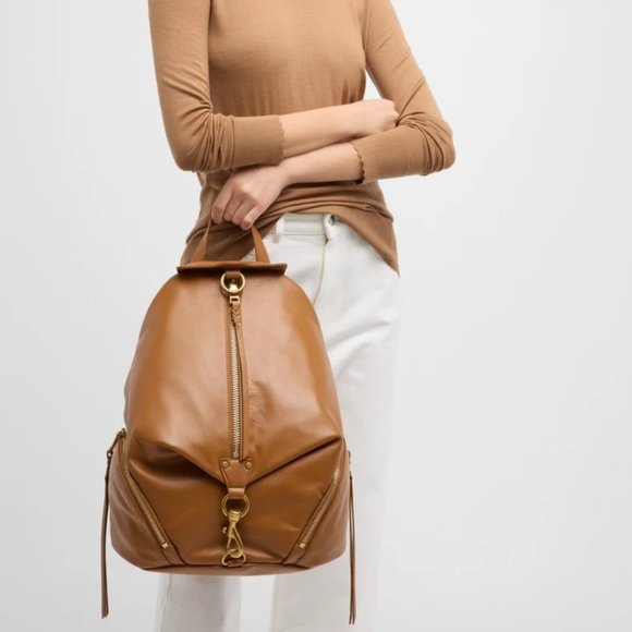 ❤️ NWT Rebecca Minkoff Julian Jumbo Leather Backpack Caramello Brown AUTHENTIC main image 11